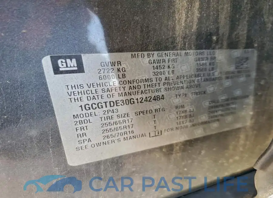 1GCGTDE30G1242484# 12