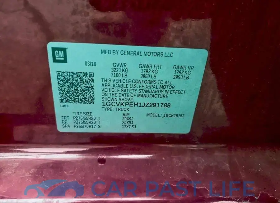 1GCVKPEH1JZ291788# 12