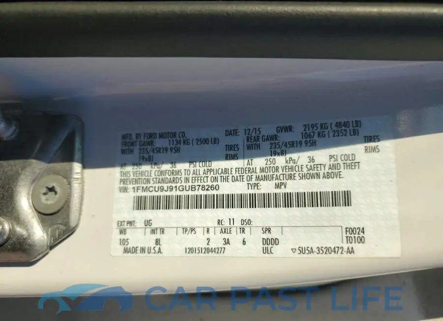 1FMCU9J91GUB78260# 14