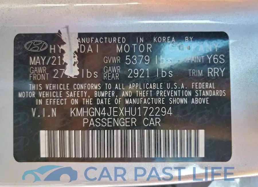 KMHGN4JEXHU172294# 13