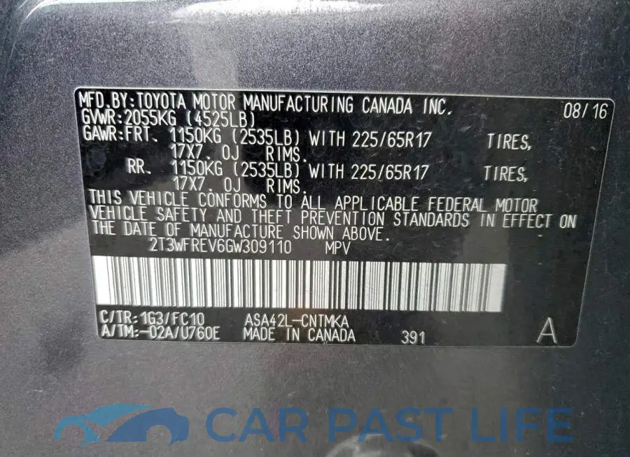 2T3WFREV6GW309110# 13