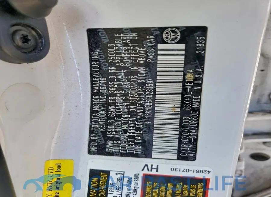 4T1BK1EB6GU231597# 12