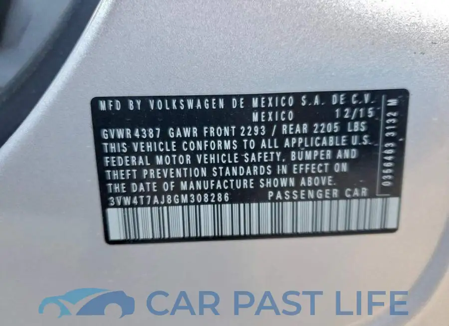 3VW4T7AJ8GM308286# 12