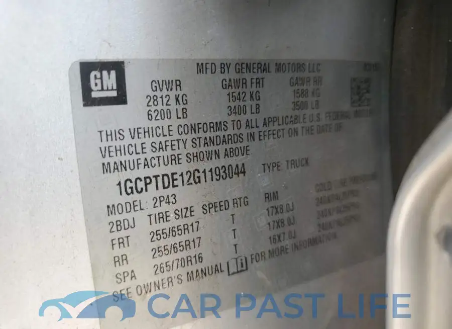 1GCPTDE12G1193044# 12