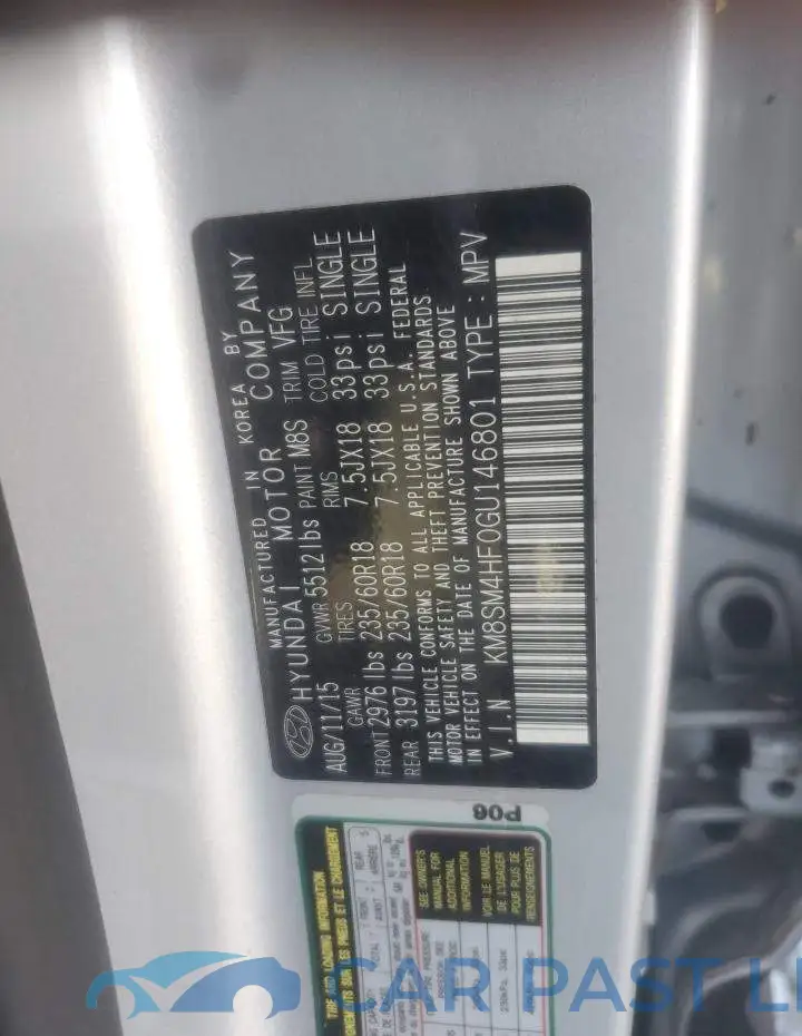 KM8SM4HF0GU146801# 12