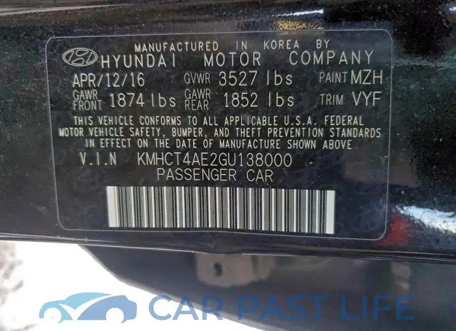 KMHCT4AE2GU138000# 12