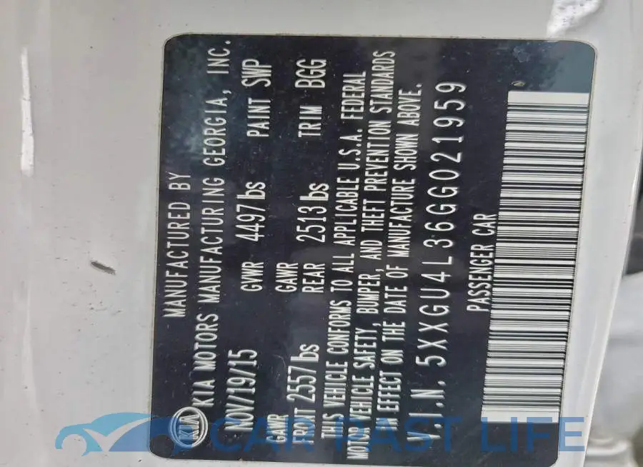 5XXGU4L36GG021959# 13