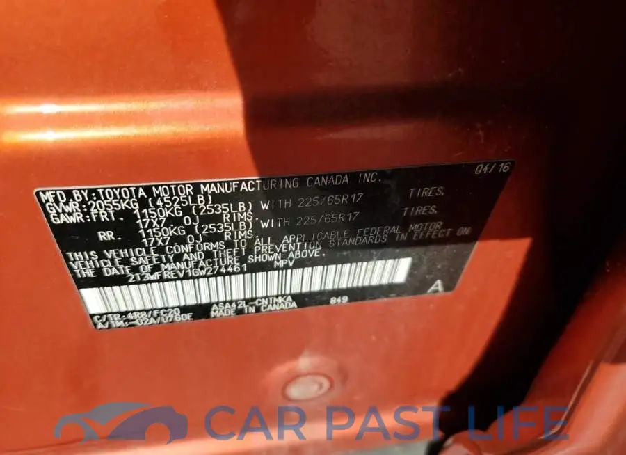 2T3WFREV1GW274461# 13