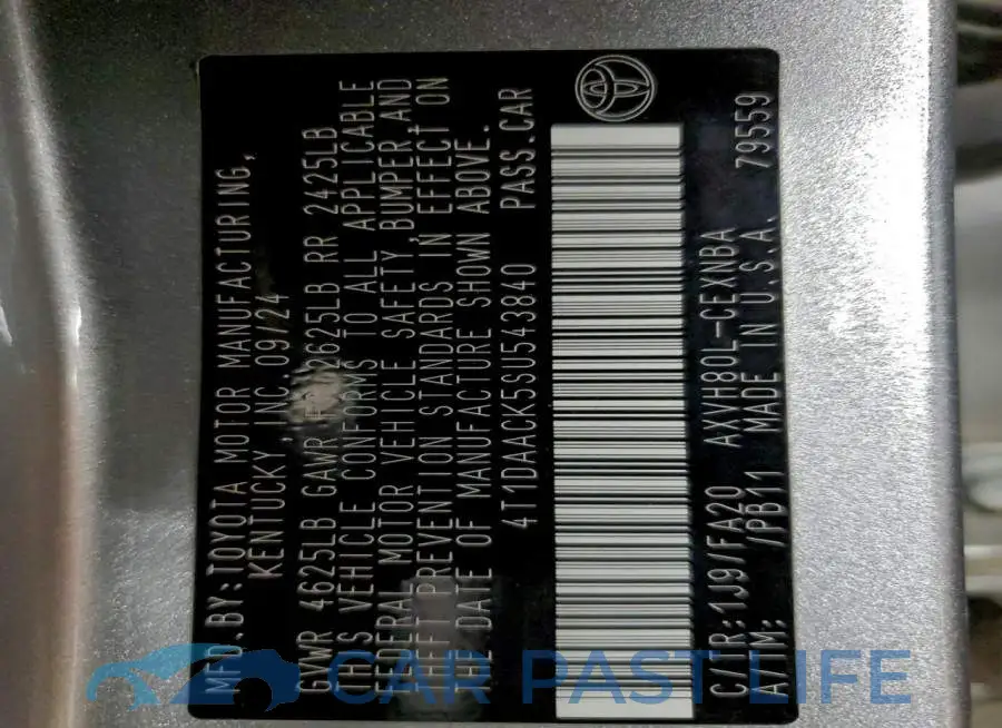 4T1DAACK5SU543840# 12