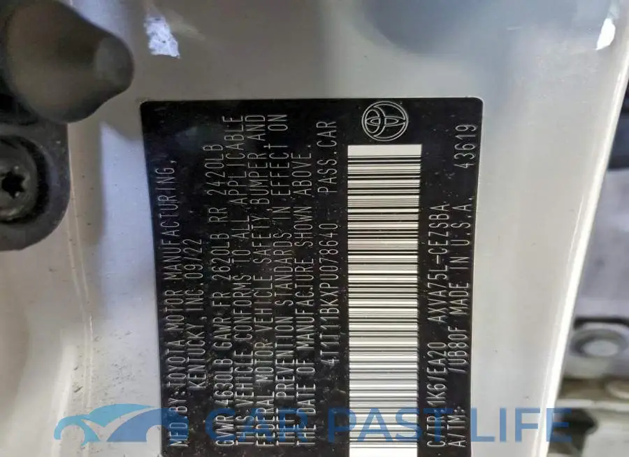 4T1T11BKXPU078640# 13