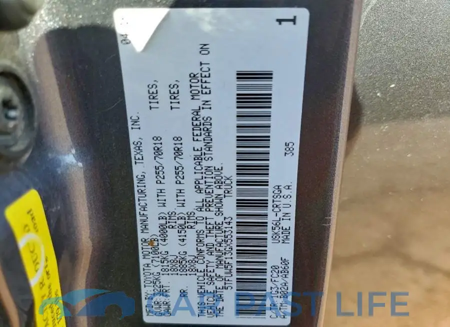 5TFUW5F13GX553143# 12