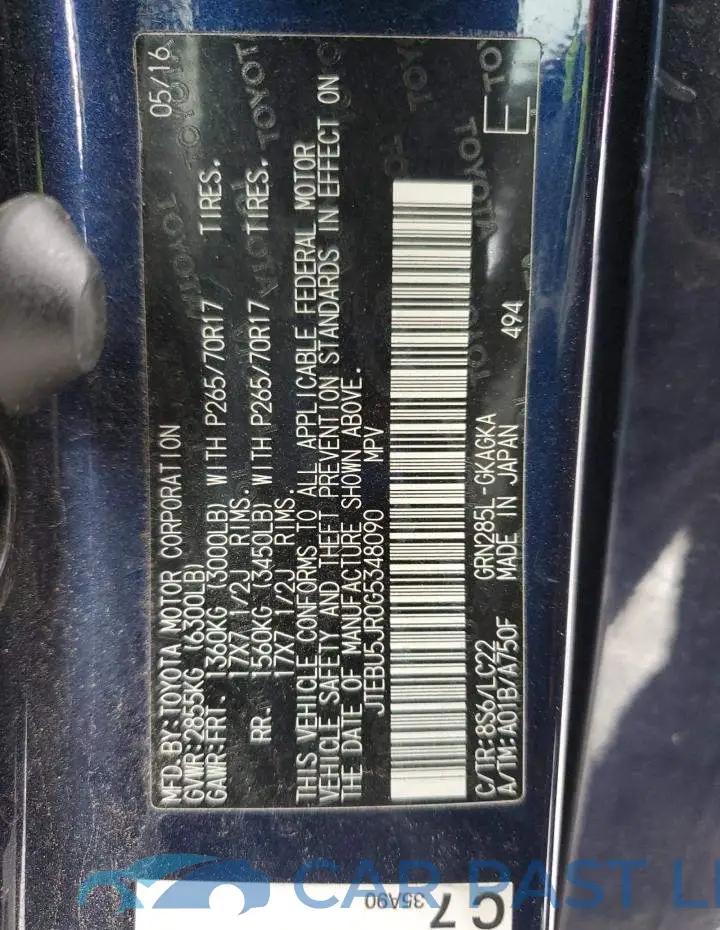 JTEBU5JR0G5348090# 12