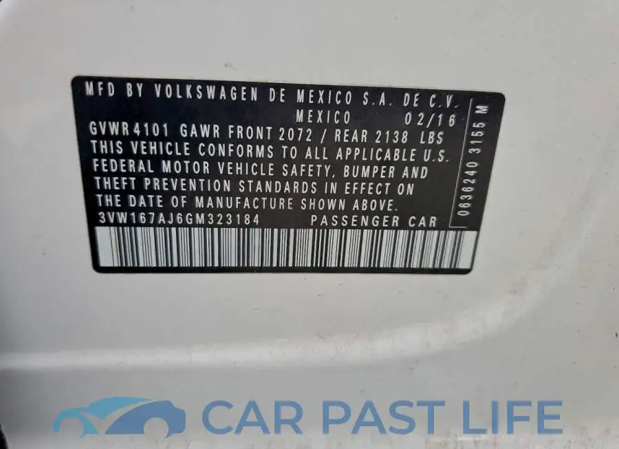 3VW167AJ6GM323184# 12