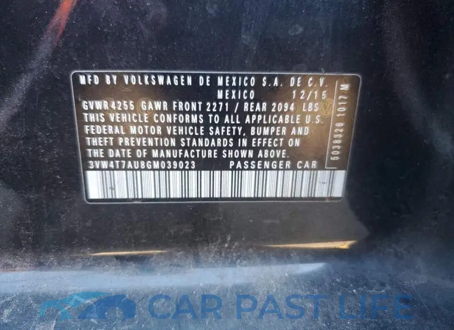 3VW4T7AU8GM039023# 12