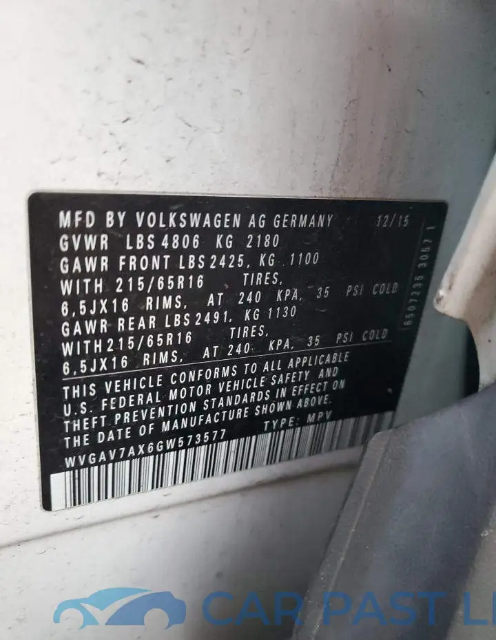 WVGAV7AX6GW573577# 13