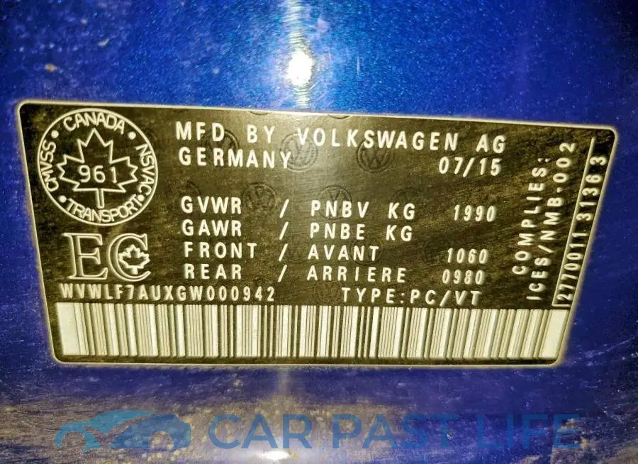WVWLF7AUXGW000942# 12