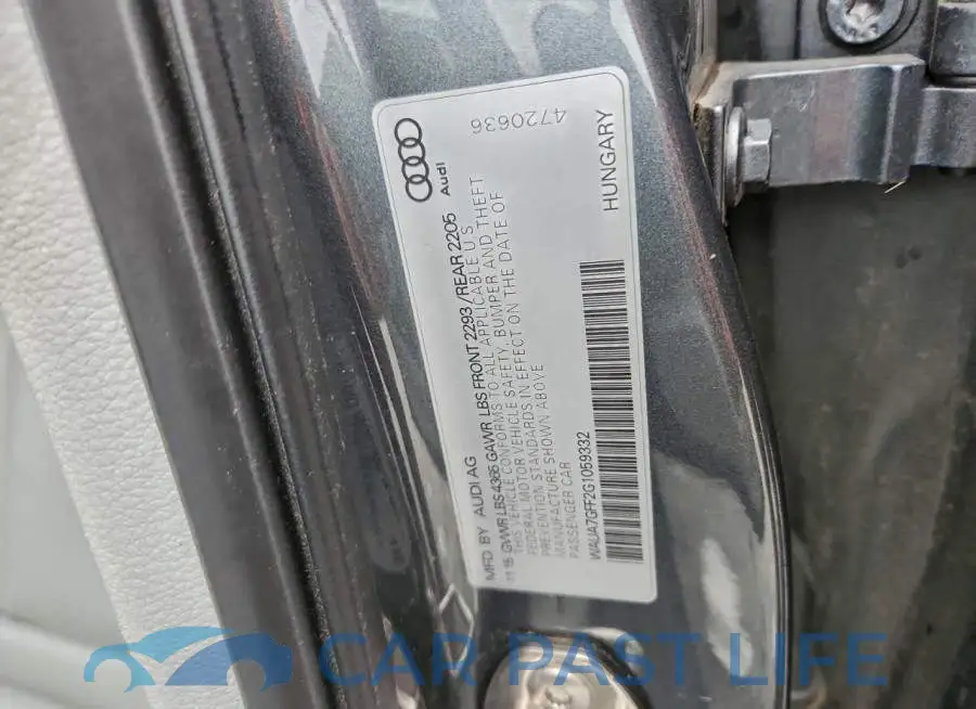 WAUA7GFF2G1059332# 12