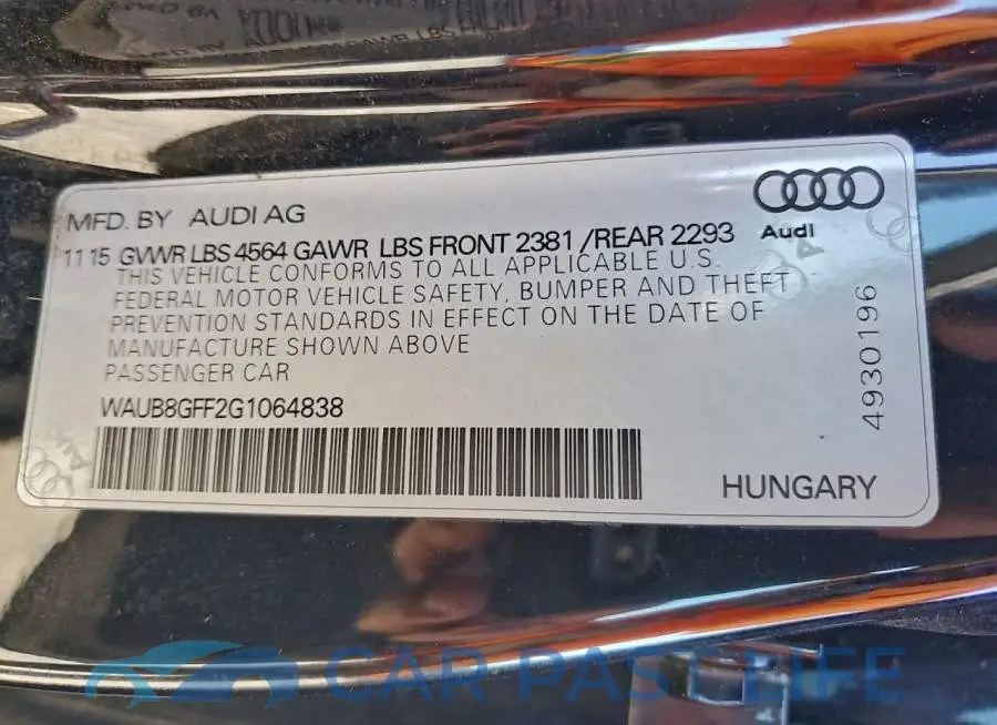 WAUB8GFF2G1064838# 12