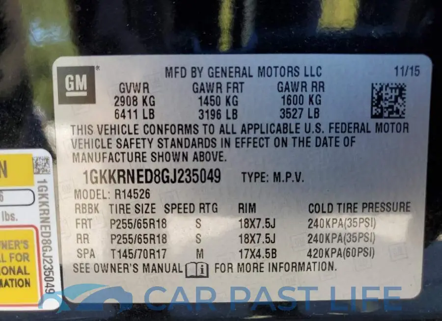 1GKKRNED8GJ235049# 13