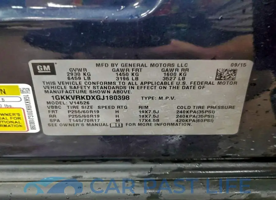 1GKKVRKDXGJ180398# 13