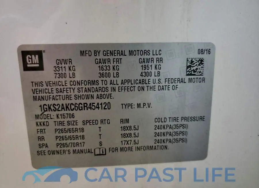 1GKS2AKC6GR454120# 13