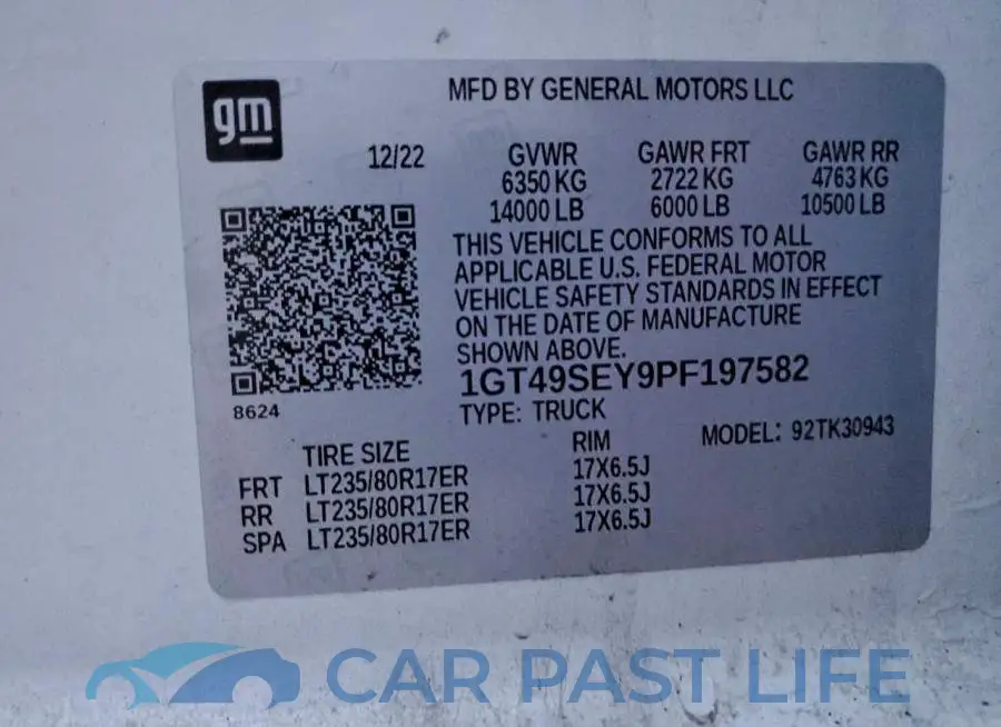 1GT49SEY9PF197582# 12