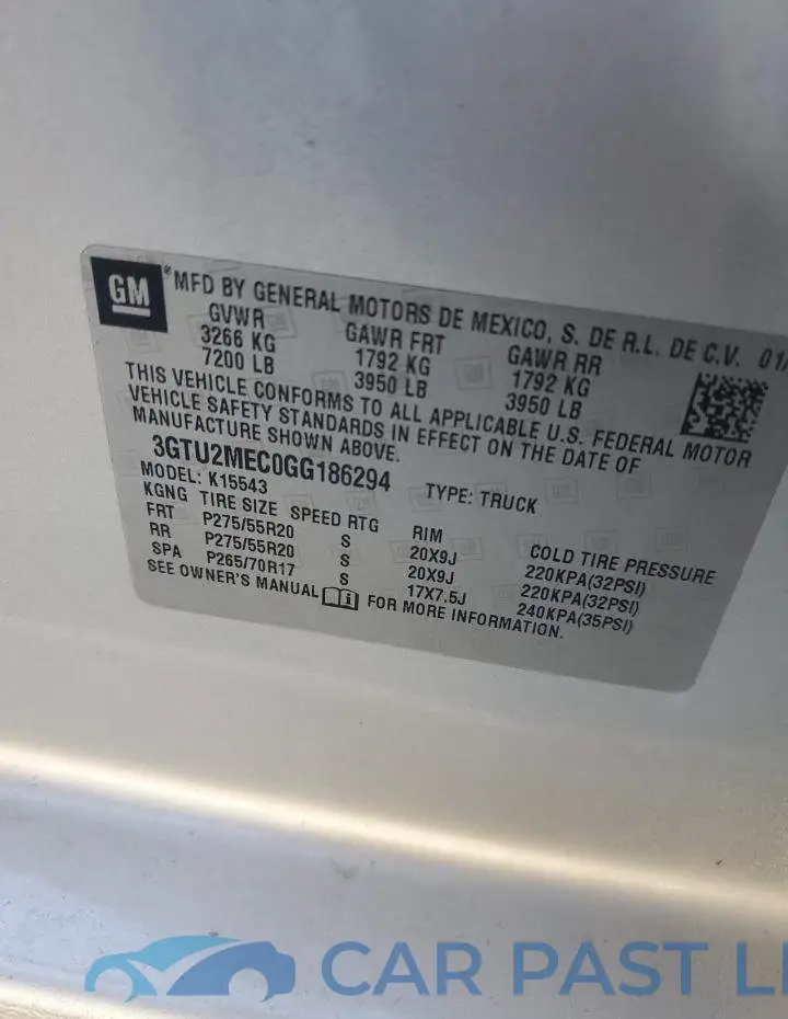 3GTU2MEC0GG186294# 12