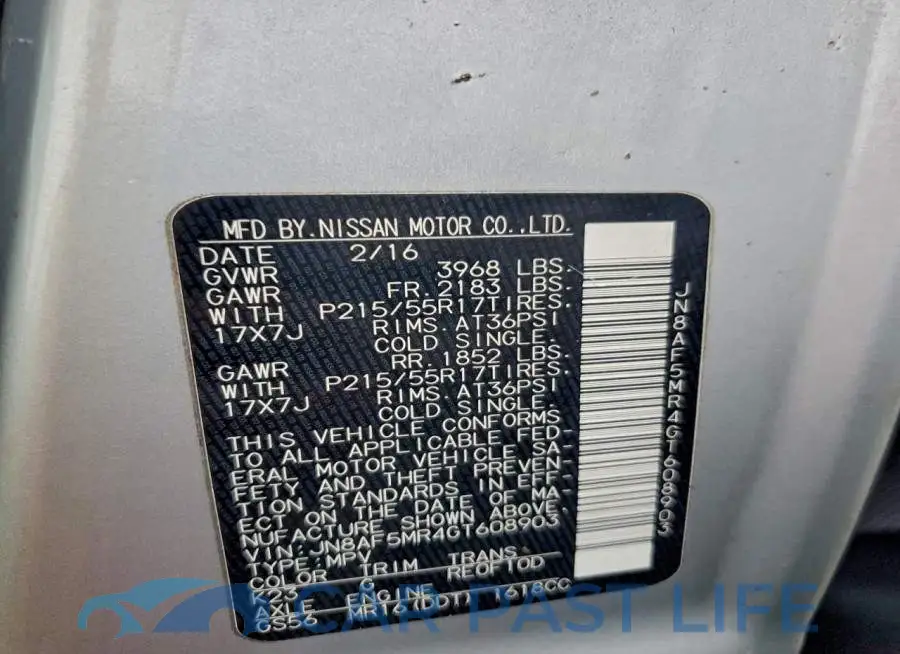 JN8AF5MR4GT608903# 12