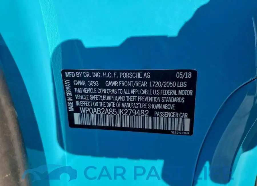 WP0AB2A85JK279482# 12