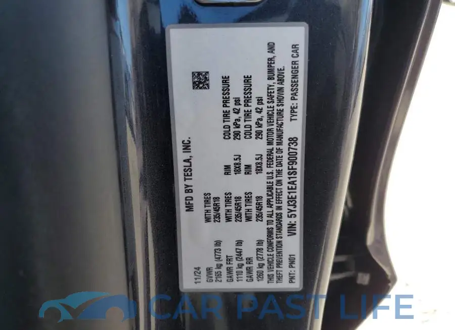 5YJ3E1EA1SF900738# 12