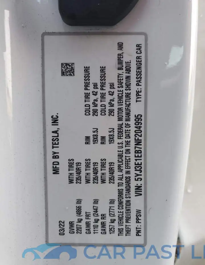 5YJ3E1EB7NF204995# 12
