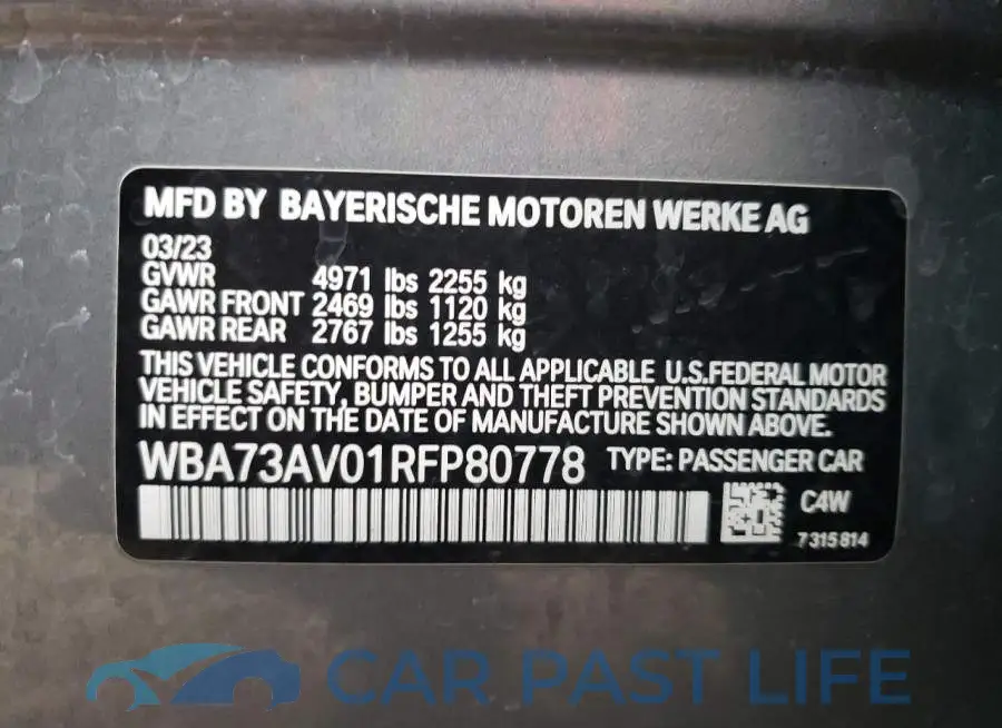 WBA73AV01RFP80778# 13
