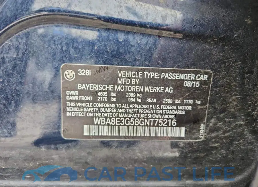 WBA8E3G58GNT75216# 13