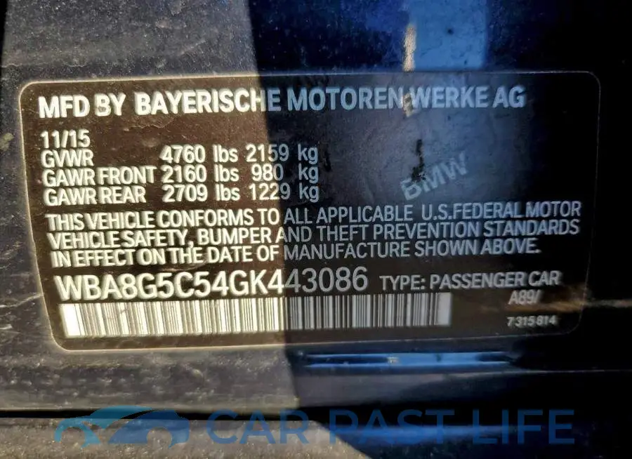 WBA8G5C54GK443086# 12