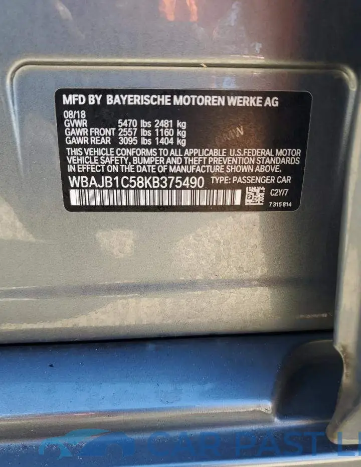 WBAJB1C58KB375490# 12