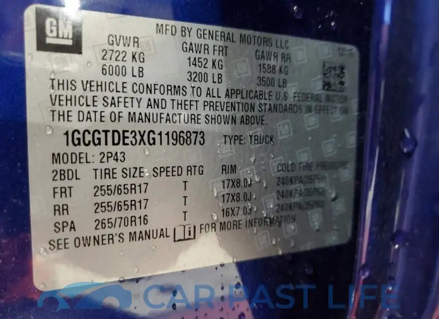 1GCGTDE3XG1196873# 13