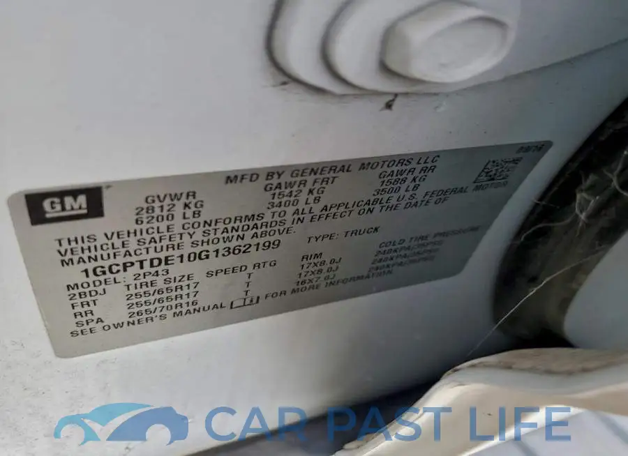 1GCPTDE10G1362199# 12