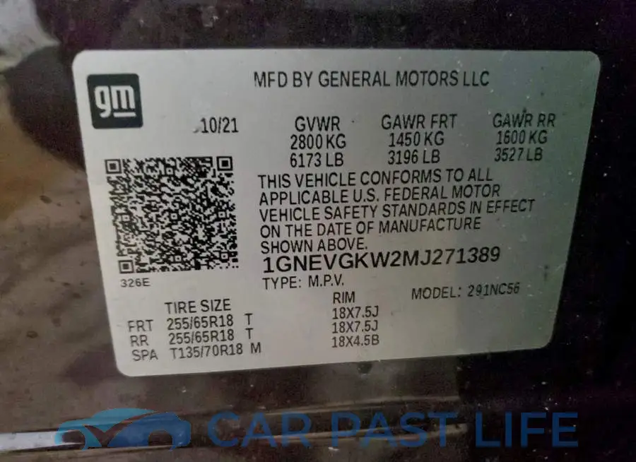 1GNEVGKW2MJ271389# 13