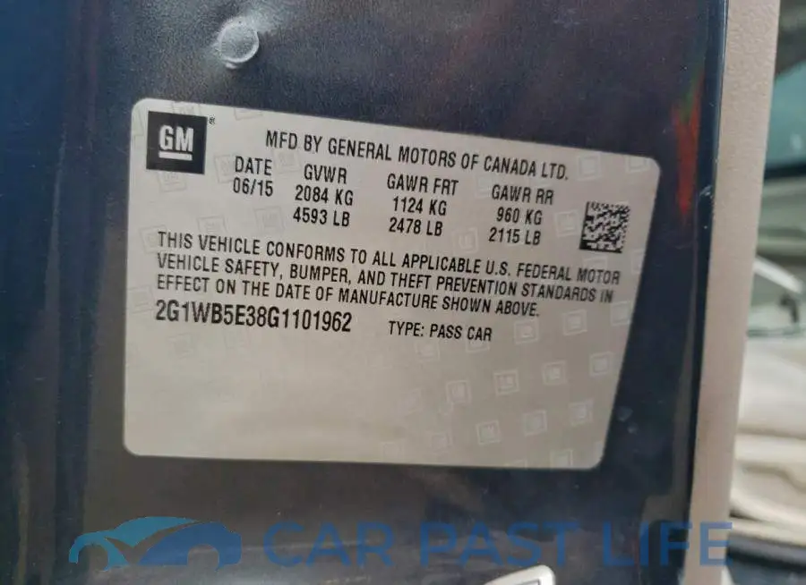 2G1WB5E38G1101962# 12