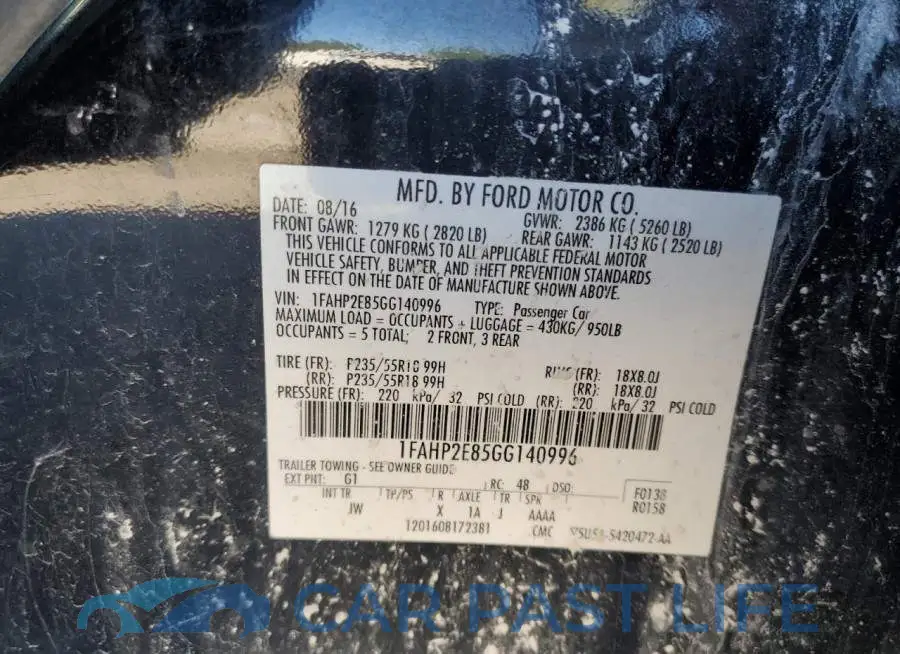 1FAHP2E85GG140996# 12
