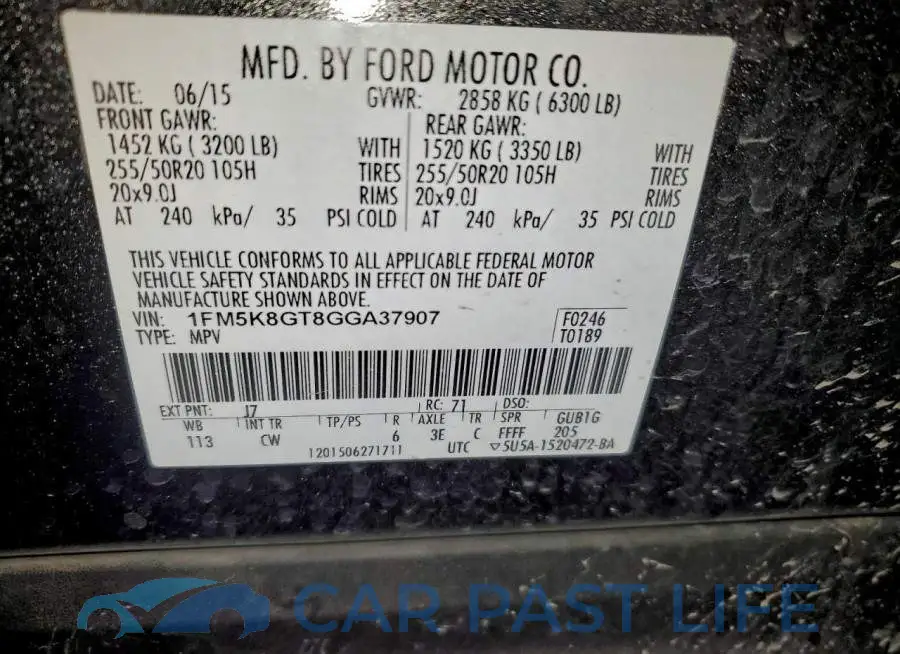 1FM5K8GT8GGA37907# 14