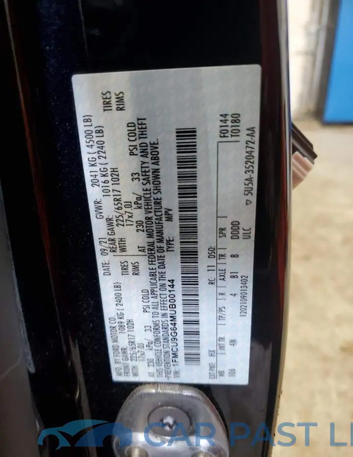 1FMCU9G64MUB00144# 13