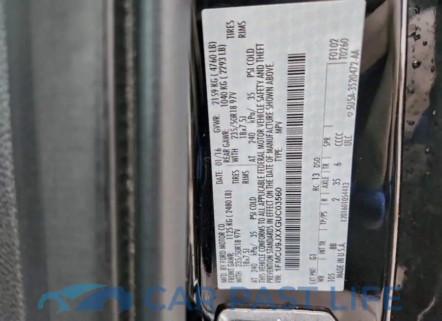 1FMCU9JXXGUC03560# 13