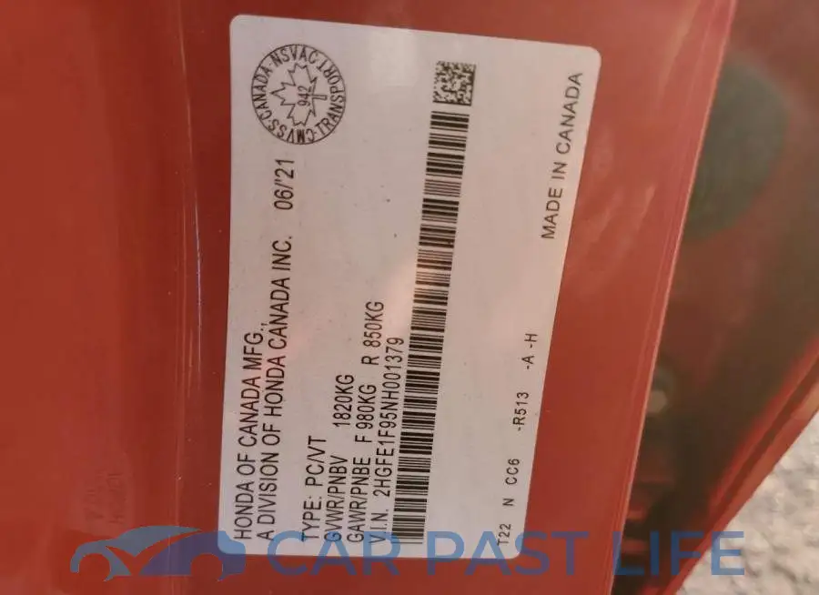 2HGFE1F95NH001379# 13