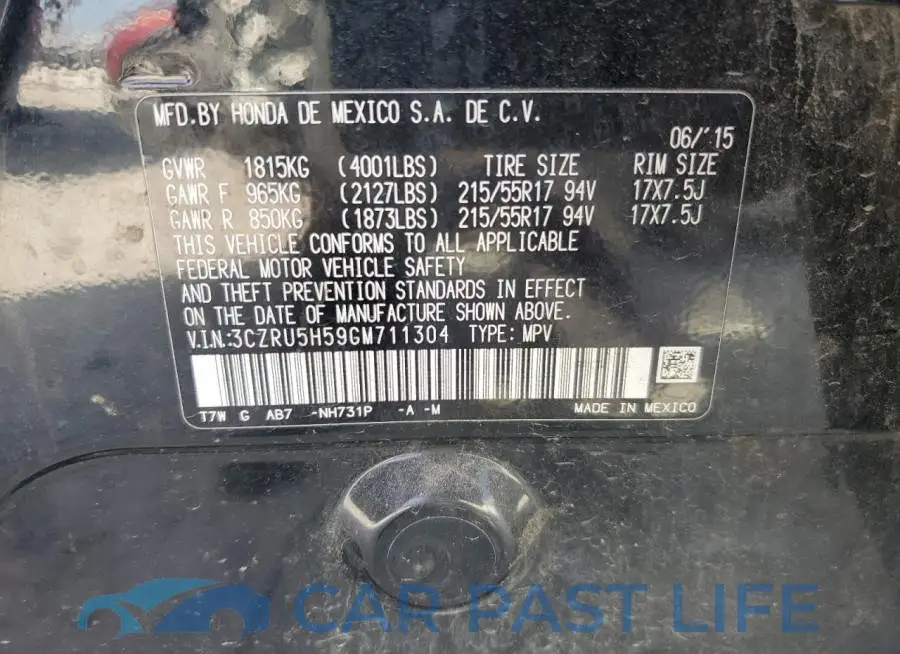 3CZRU5H59GM711304# 12