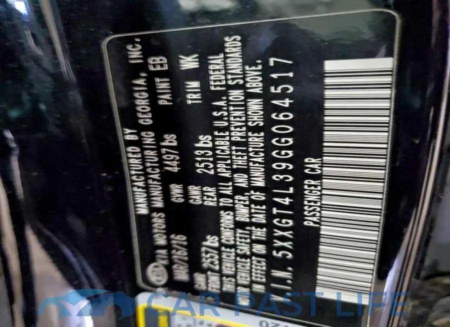5XXGT4L39GG064517# 12