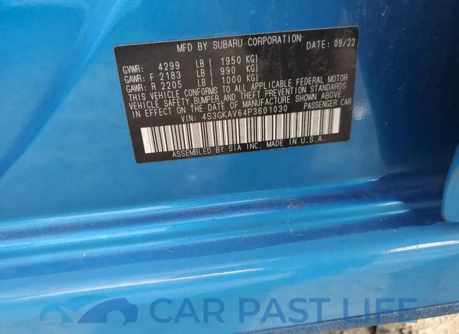4S3GKAV64P3601030# 12