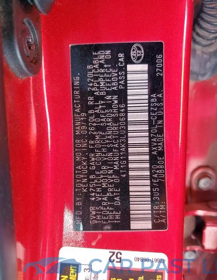 4T1G11AK3LU306846# 13
