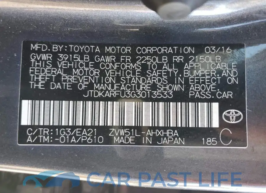 JTDKARFU3G3013533# 12