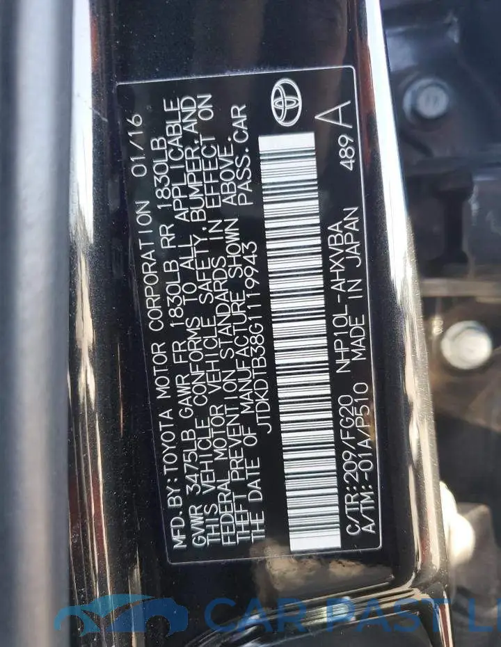 JTDKDTB38G1119943# 13